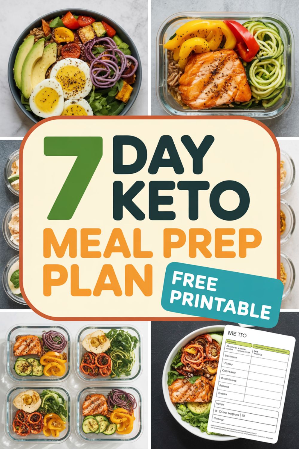 7 Day Keto Meal Prep Plan Free Printable